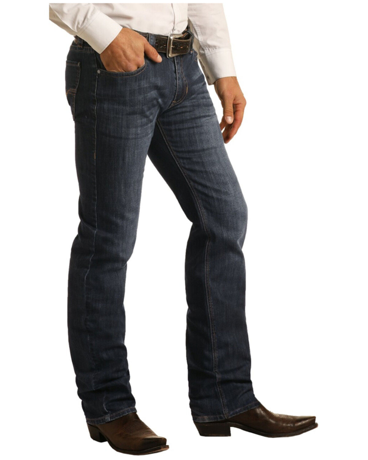 Image #2 - Rock & Roll Denim Men's Reflex Revolver Stretch Slim Straight Jeans, Blue, hi-res