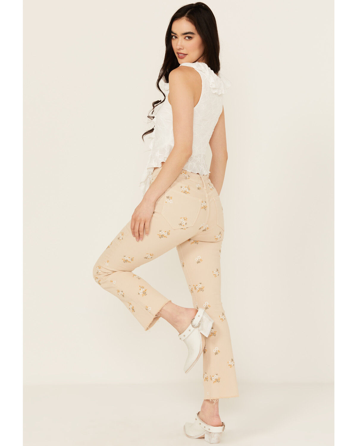 Image #3 - Driftwood Women's Roxy X Provence High Rise Floral Embroidered Cropped Straight Denim Jeans, Cream, hi-res