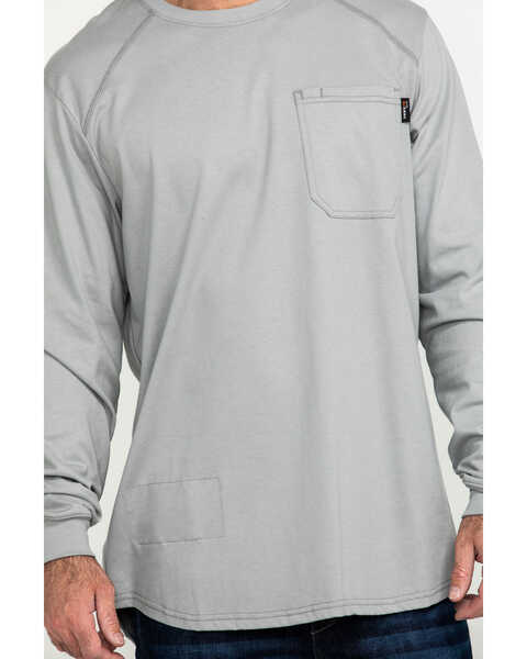 Hawx Men's Grey FR Pocket Long Sleeve Work T-Shirt - Big , Silver, hi-res