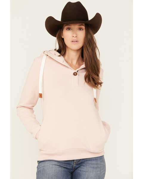 Wanakome Women's Jas Button-Down Hooded Pullover , Pink, hi-res