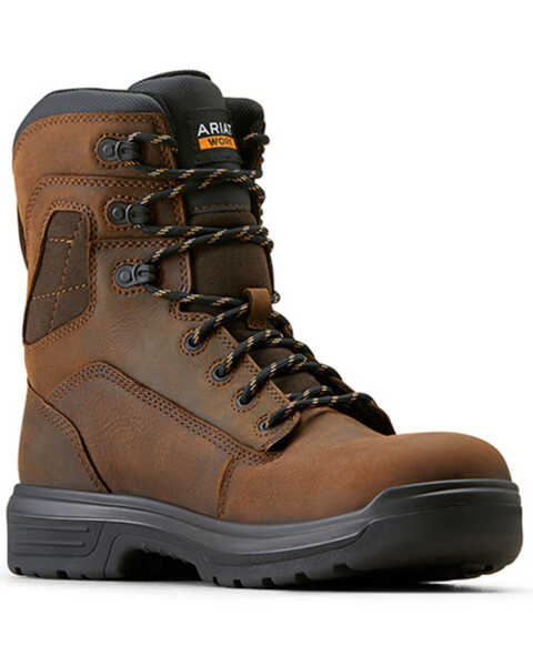 Image #1 - Ariat Men's 8" Turbo Waterproof Work Boots - Soft Toe , Brown, hi-res