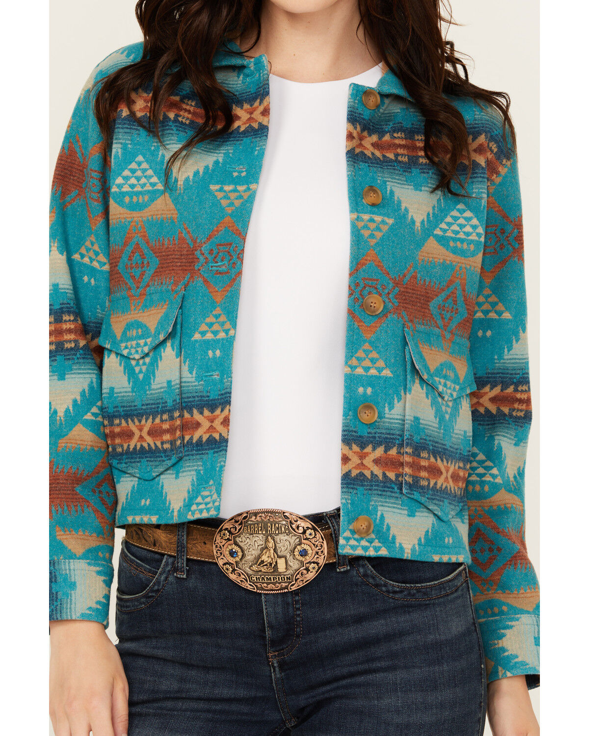 Image #3 - Pendleton Women's Printed Jacket, Turquoise, hi-res
