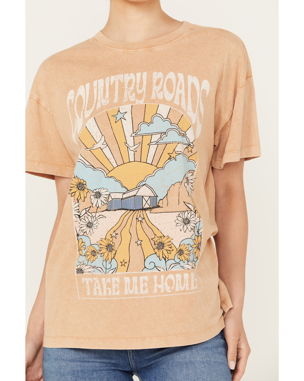 Image #3 - Cleo + Wolf Women's Country Roads Short Sleeve Oversized Graphic Tee, Lt Brown, hi-res