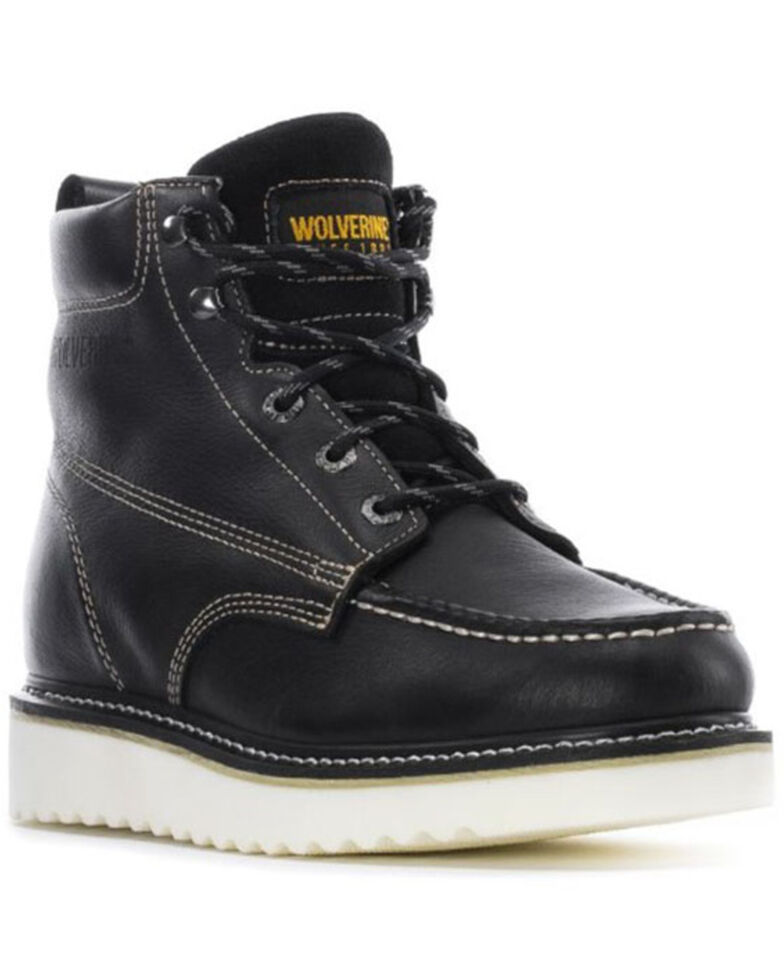 Wolverine Men's Wedge Work Boots - Soft Toe, Black, hi-res