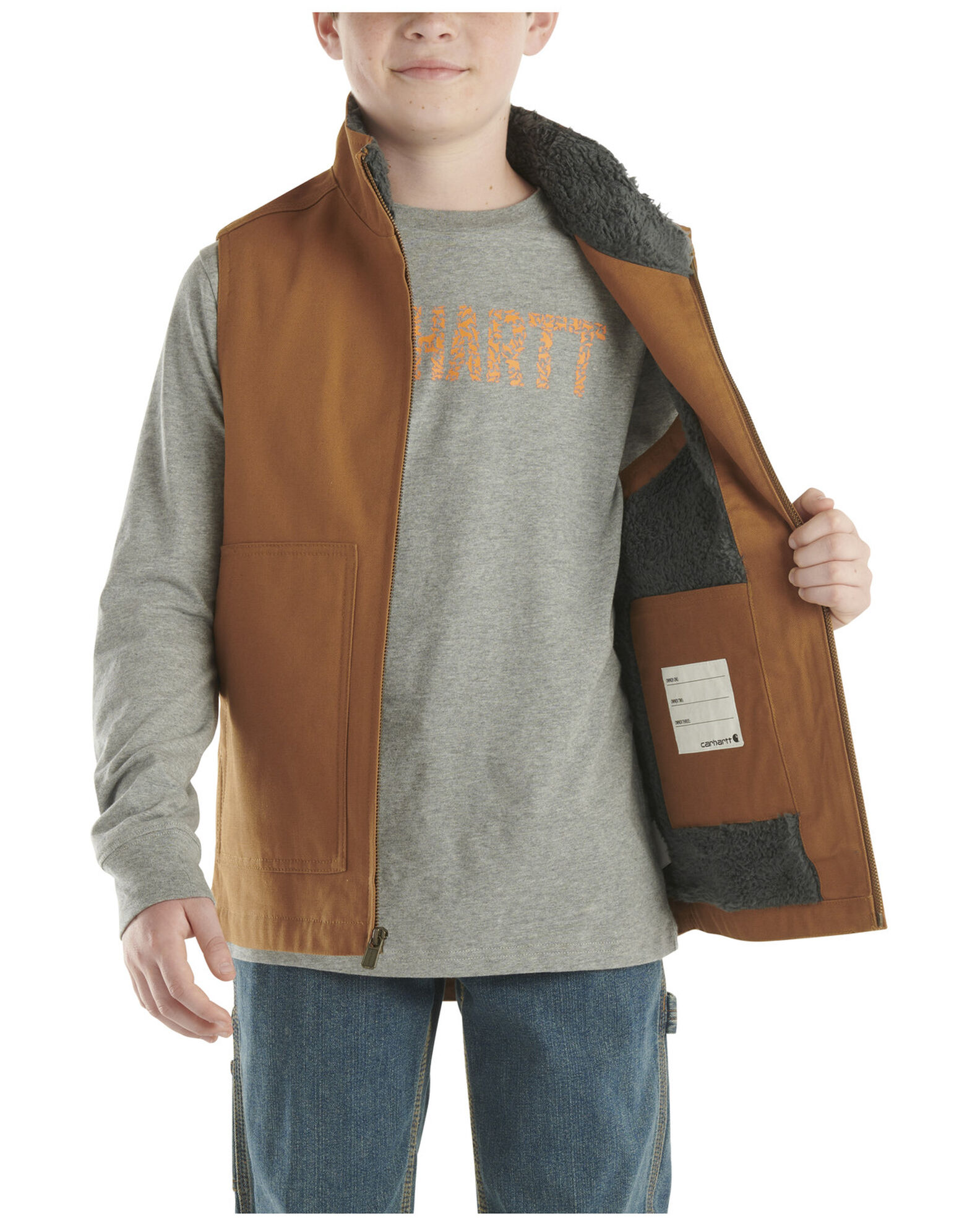 Carhartt Little Boys Canvas Sherpa Lined Vest