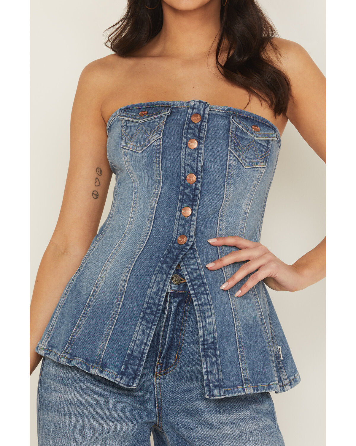 Image #3 - Wrangler Women's Denim Bustier, Blue, hi-res
