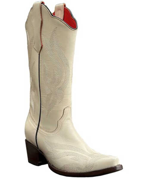 Planet Cowboy Women's Psychedelic Co-Co Nuts Leather Western Boot - Snip Toe , Cream/brown, hi-res