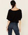 Image #4 - Angie Women's Embroidered Button-Down Long Sleeve Flowy Top, Black, hi-res