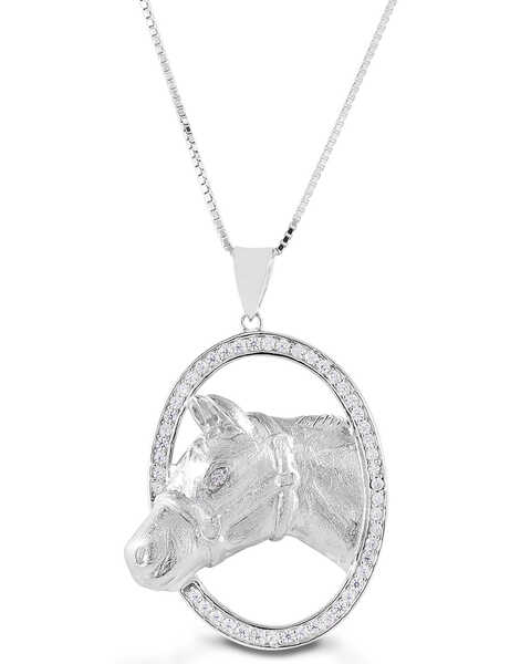  Kelly Herd Women's Oval Halter Horsehead Necklace , Silver, hi-res