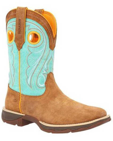 Durango Women's Blue Lady Rebel Boots - Square Toe , Brown/blue, hi-res