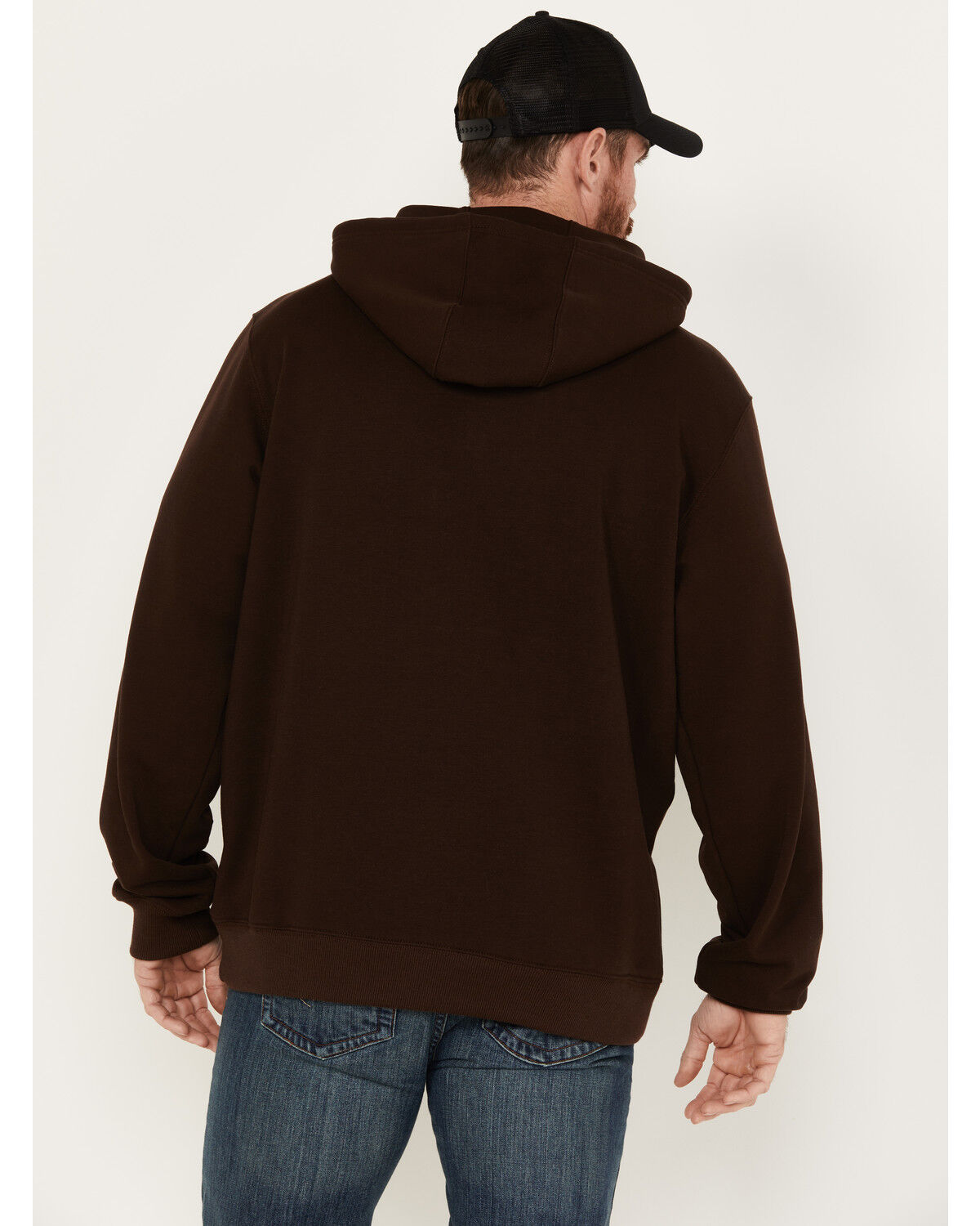 Image #4 - Hawx Men's FR Hard Face Pullover Fleece Hooded Jacket, Dark Brown, hi-res