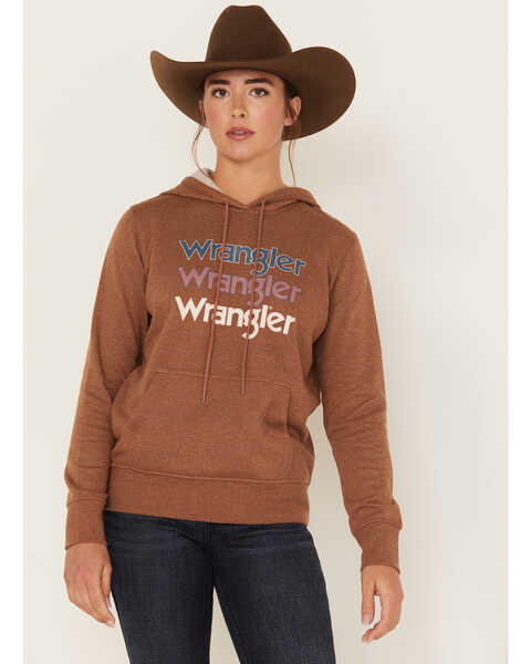 Wrangler Retro Women's Logo Graphic Hoodie, Rust Copper, hi-res