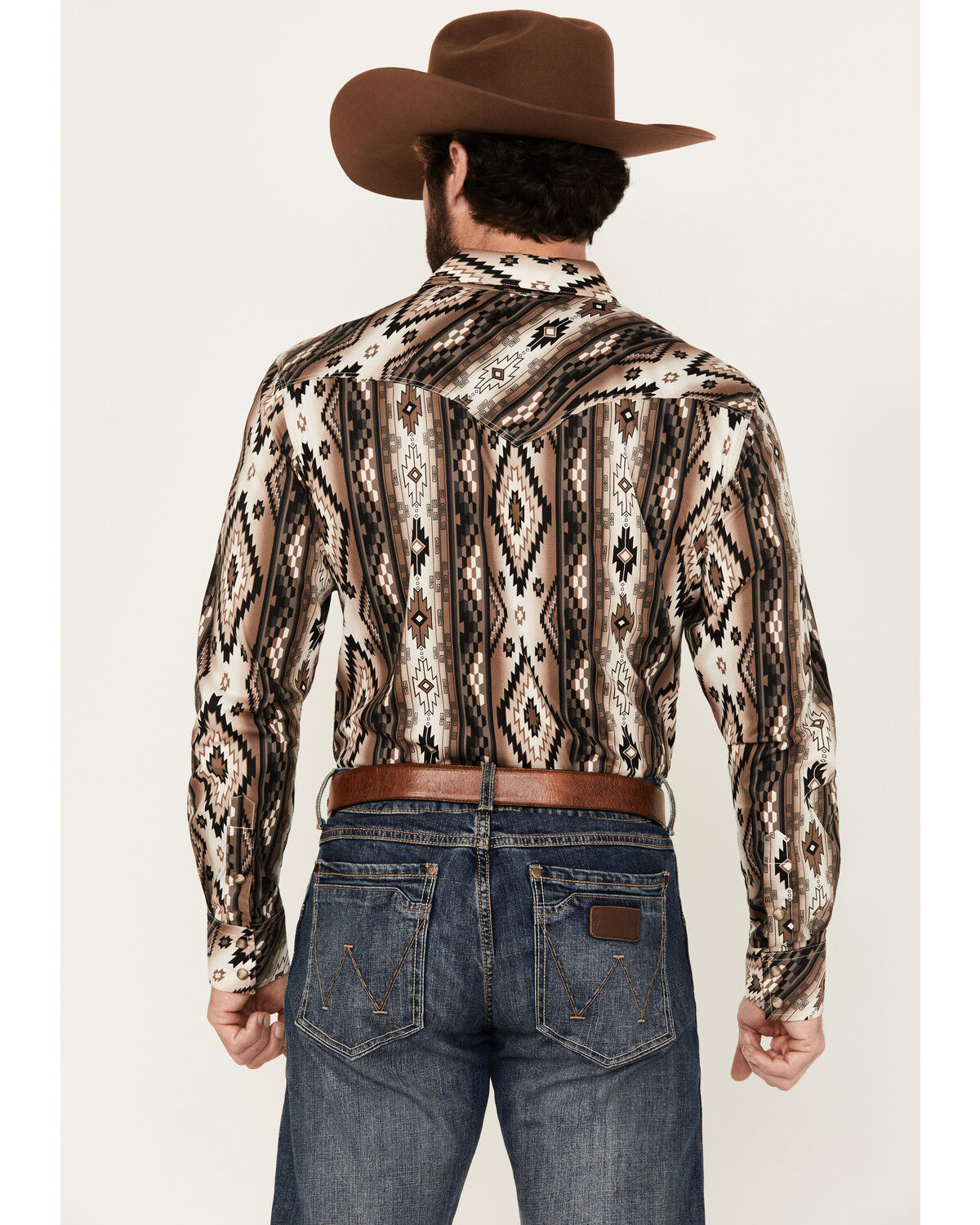 Image #4 - Rock & Roll Denim Men's Southwestern Print Long Sleeve Snap Stretch Western Shirt, Black, hi-res