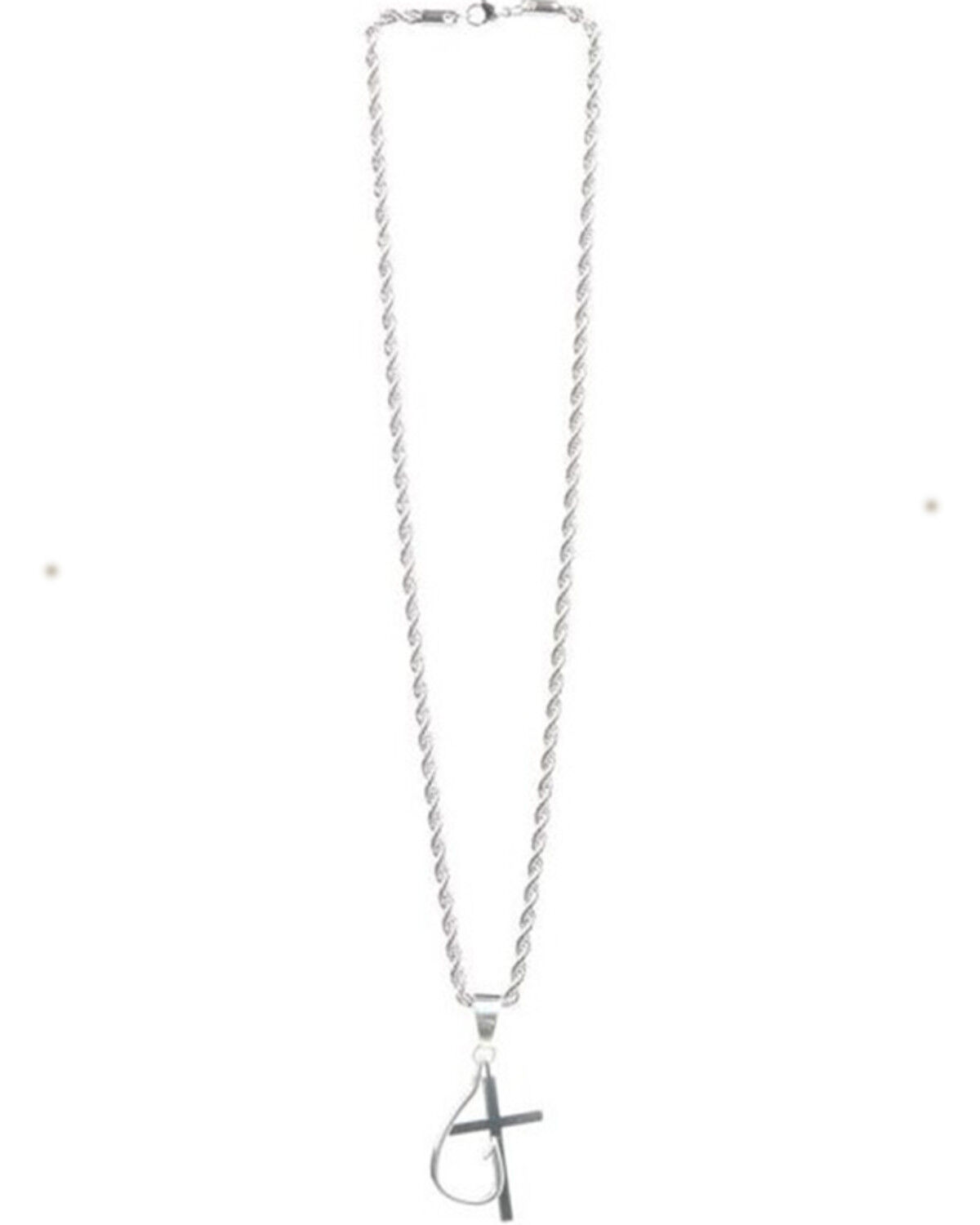 Image #1 - M & F Western Women's Silver Cross & Fishhook Pendant Necklace, Silver, hi-res