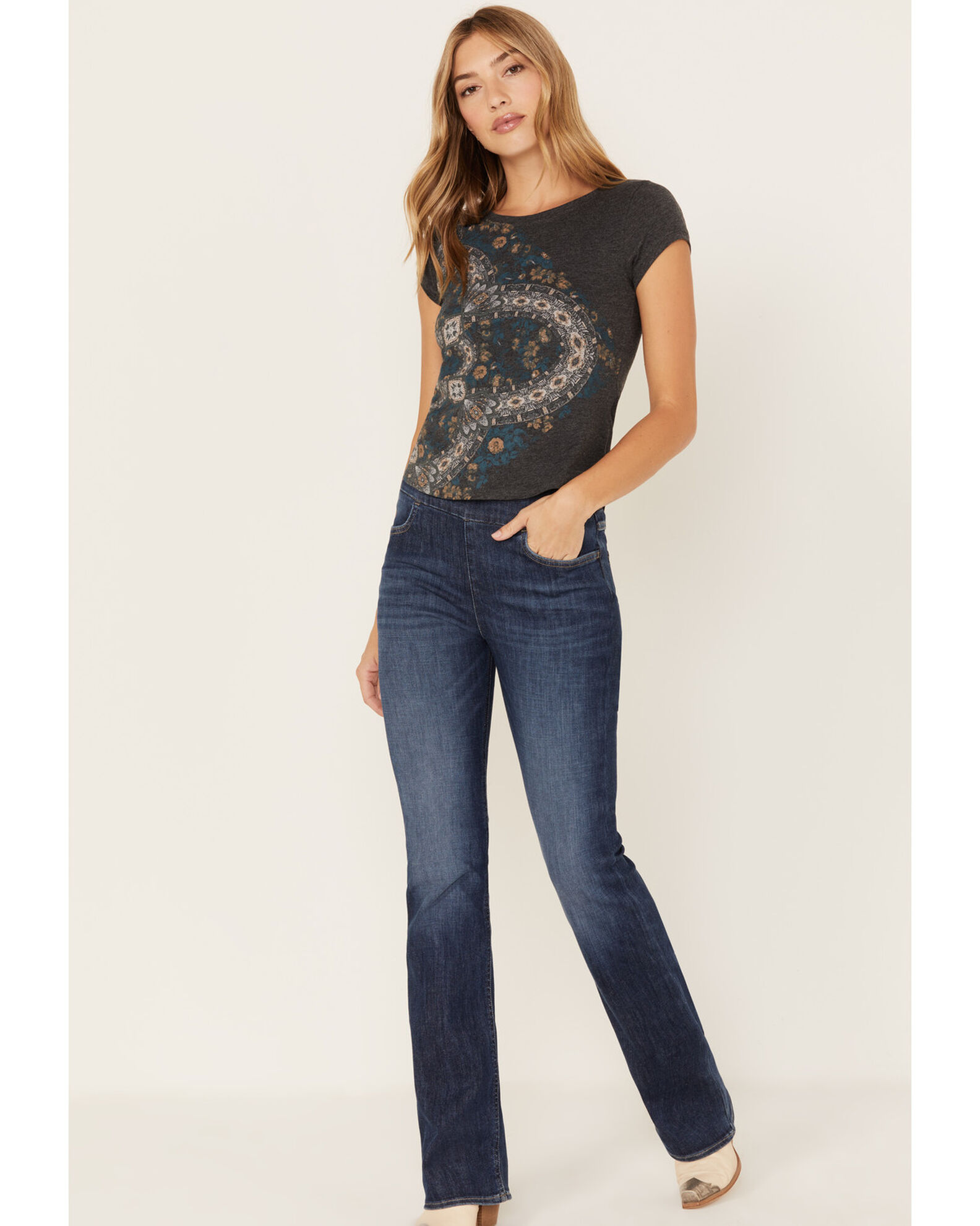 Product Name: Wrangler Retro Women's Medium Wash High Rise Pull On Norah  Bootcut Jeans