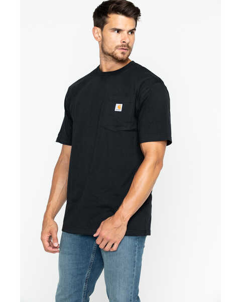 Image #5 - Carhartt Men's Loose Fit Heavyweight Logo Pocket Work T-Shirt, Black, hi-res