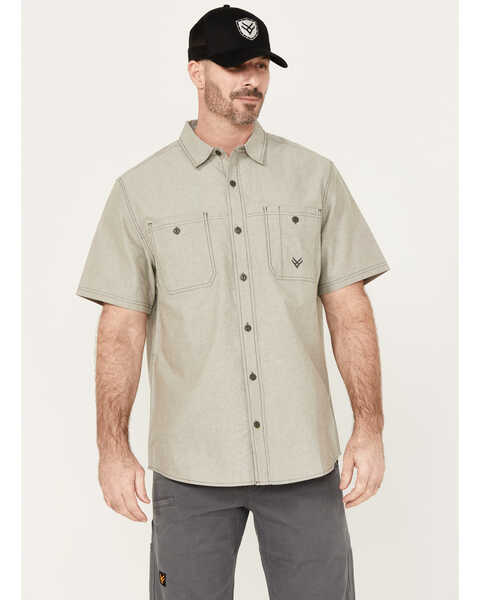Hawx Men's Oxford Short Sleeve Button-Down Work Shirt, Olive, hi-res