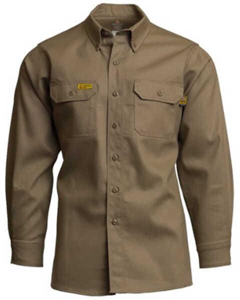 Lapco Men's Solid FR Long Sleeve Uniform Work Shirt - Big , Beige/khaki, hi-res