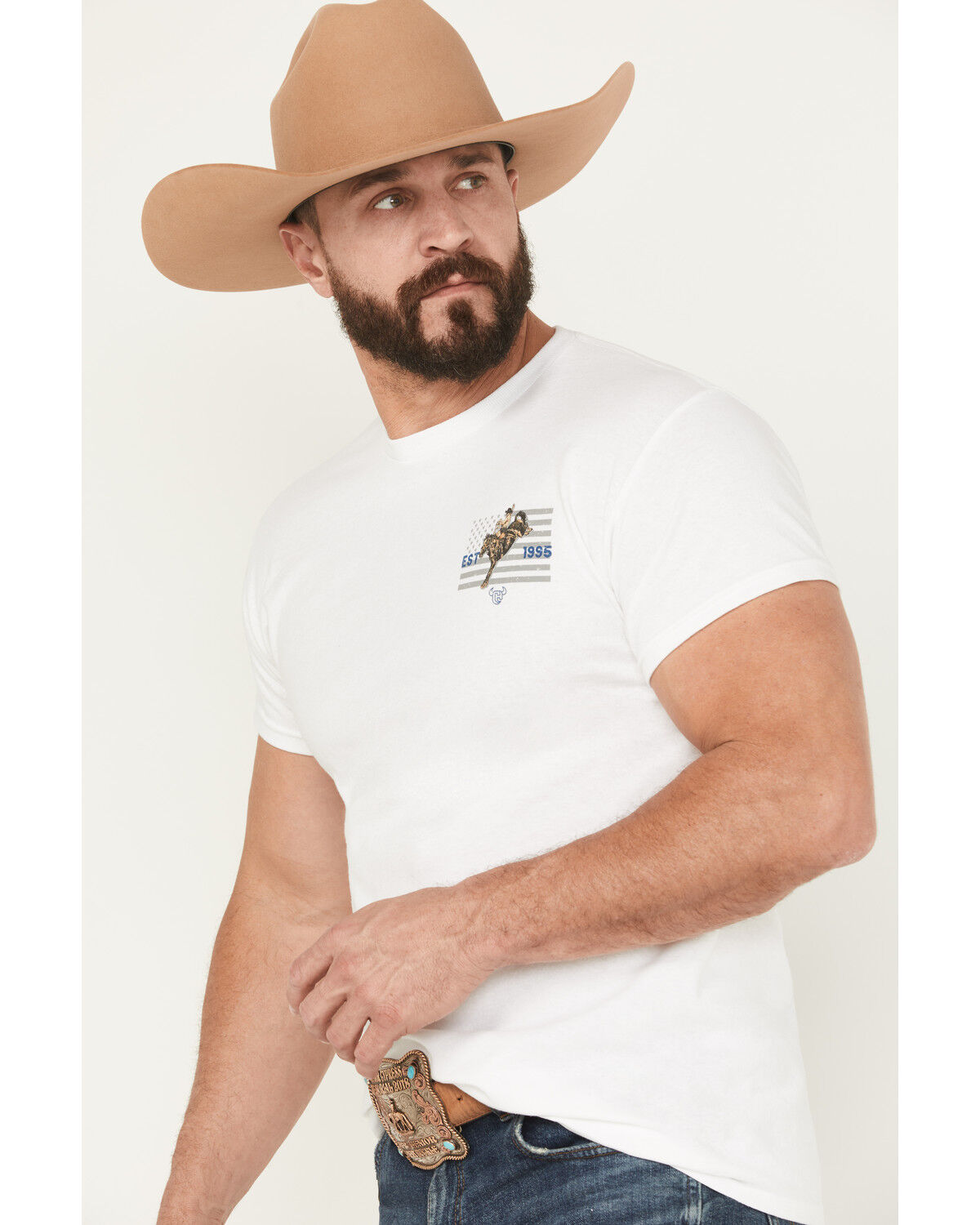 Image #2 - Cowboy Hardware Men's Boot Barn Exclusive American Made Short Sleeve Graphic T-Shirt, White, hi-res