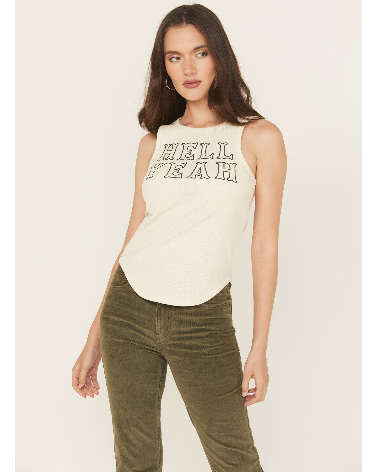 Image #1 - White Crow Women's Hell Yeah Graphic Tank Top, White, hi-res