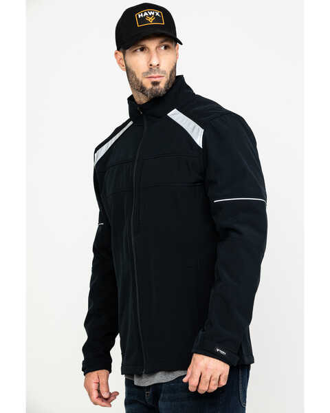 Hawx Men's Reflective Polar Fleece Moto Work Jacket , Black, hi-res