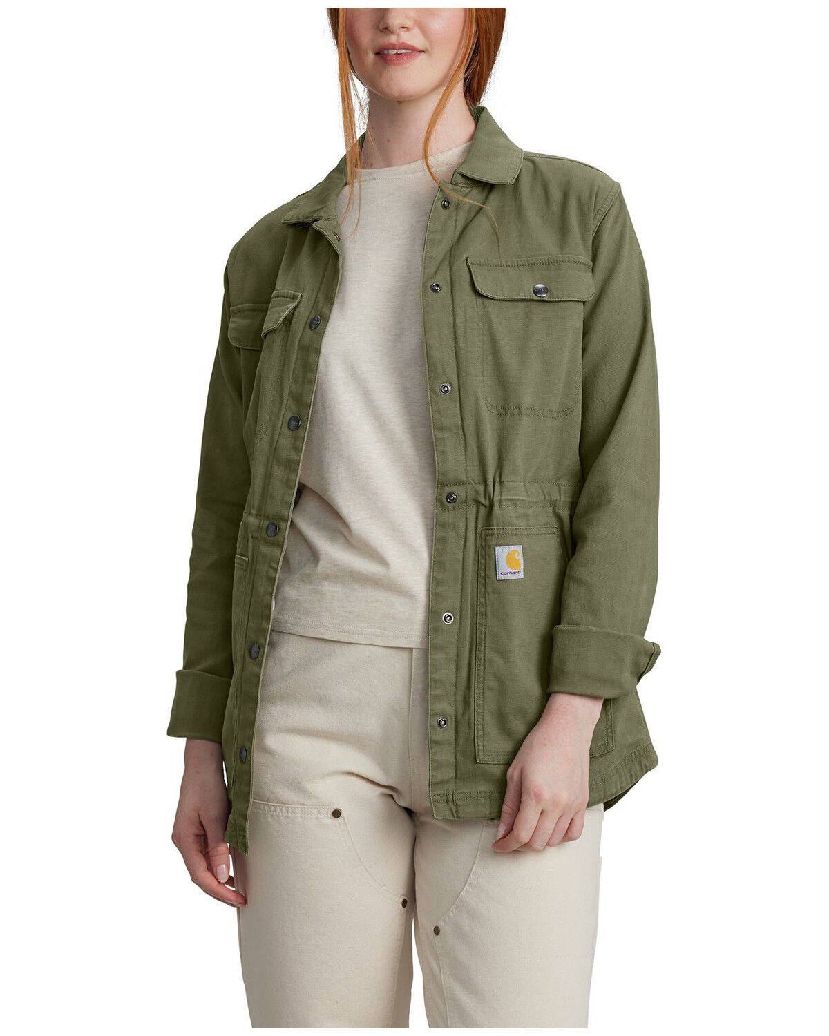 Image #1 - Carhartt Women's TENCEL™ Fiber Series Relaxed Fit Canvas Coat, Olive, hi-res