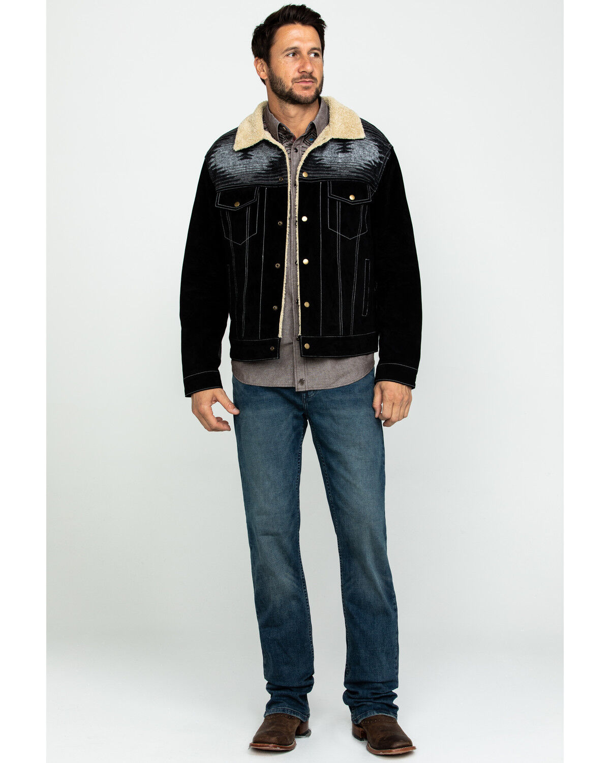 Image #6 - Scully Men's Boar Suede Jean Jacket, Black, hi-res