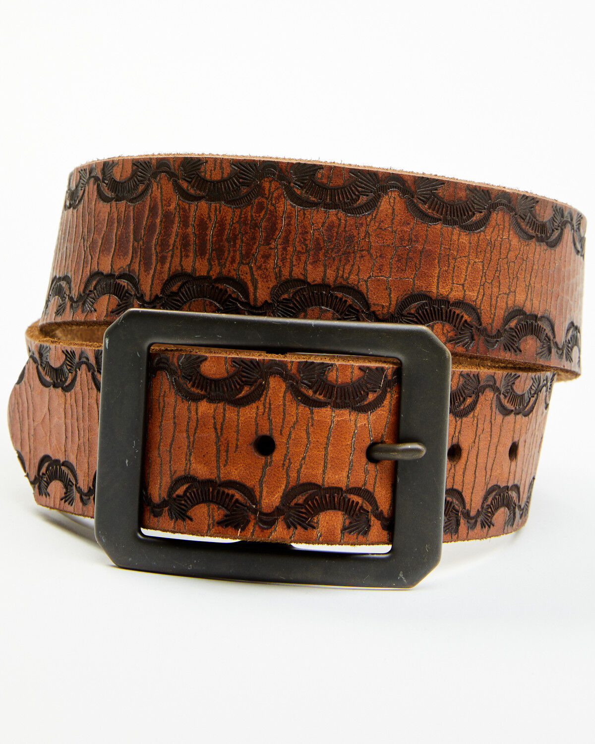 Image #1 - Cody James Men's Dawson Vintage Tooled Edge Belt, Caramel, hi-res