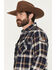 Image #3 - Howitzer Men's We The People Plaid Print Long Sleeve Button-Down Flannel Shirt, Navy, hi-res
