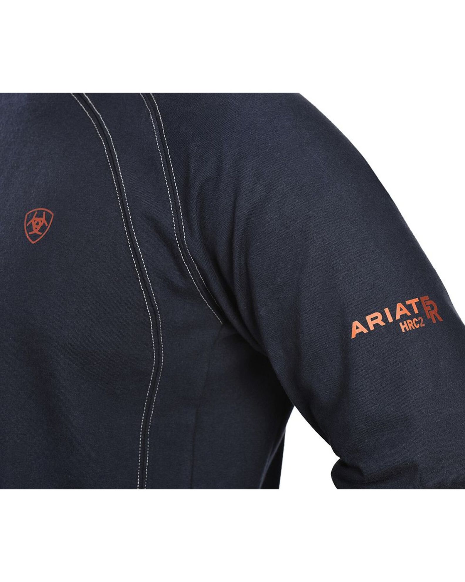Image #2 - Ariat Men's FR Work Crew Long Sleeve T-Shirt, Navy, hi-res