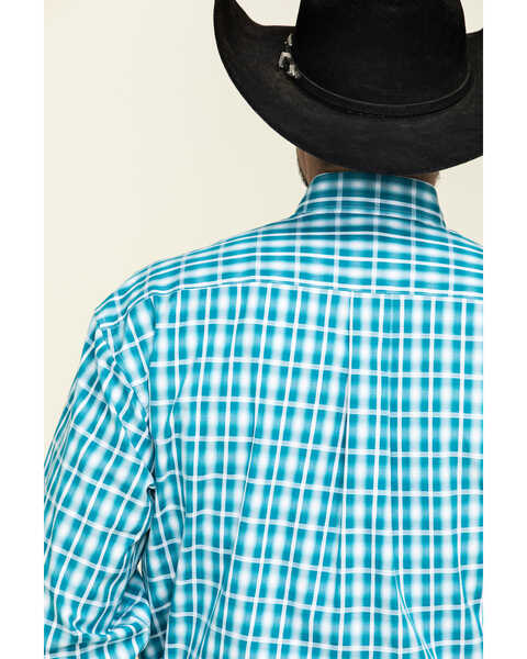 Stetson Men's Cross Walk Ombre Plaid Button Long Sleeve Western Shirt , Blue, hi-res