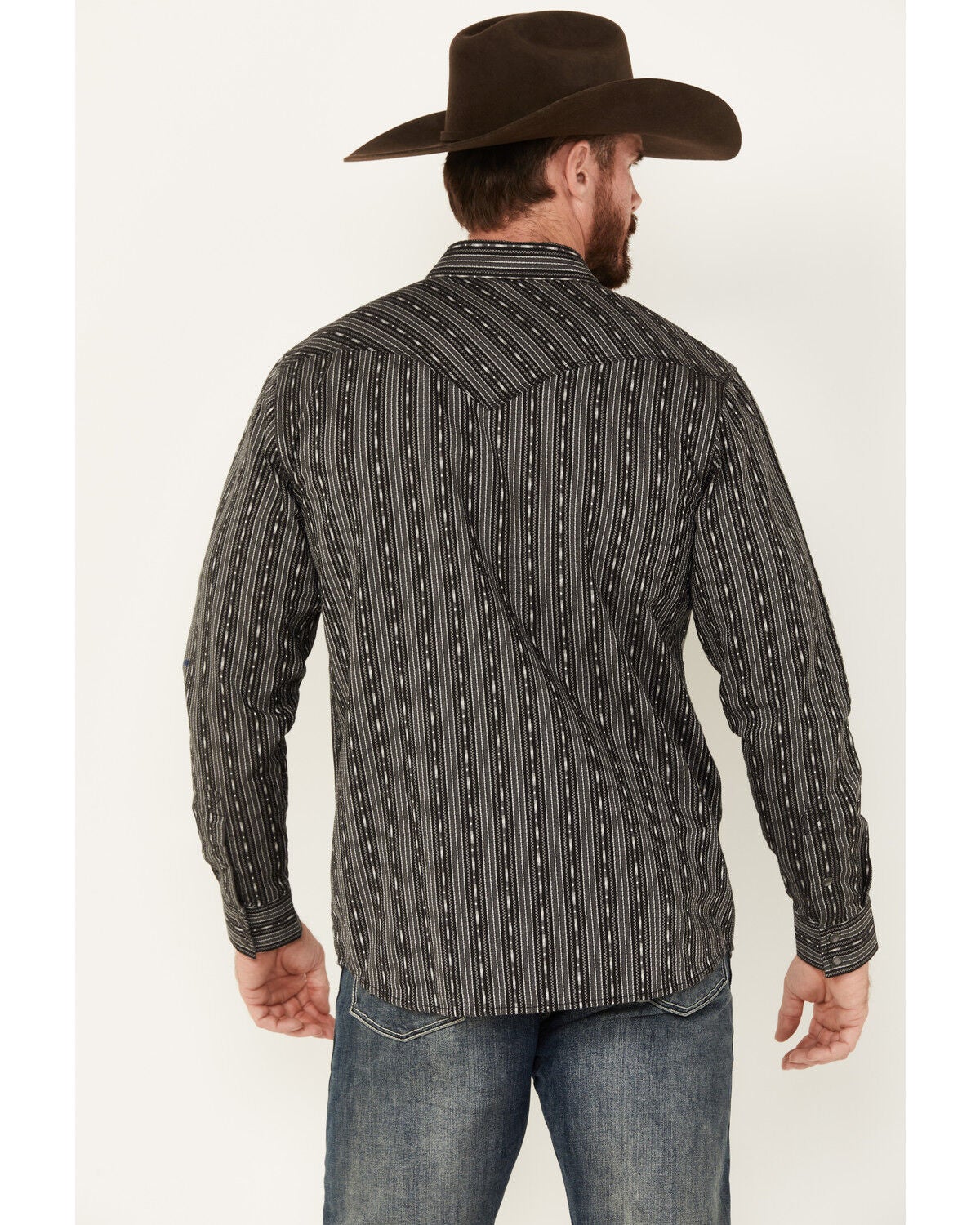 Image #4 - Moonshine Spirit&reg; Men's Concrete Cowboy Striped Print Long Sleeve Snap Western Shirt, Black, hi-res