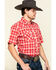 Wrangler 20X Men's Advanced Comfort Red Plaid Short Sleeve Western Shirt , Red, hi-res