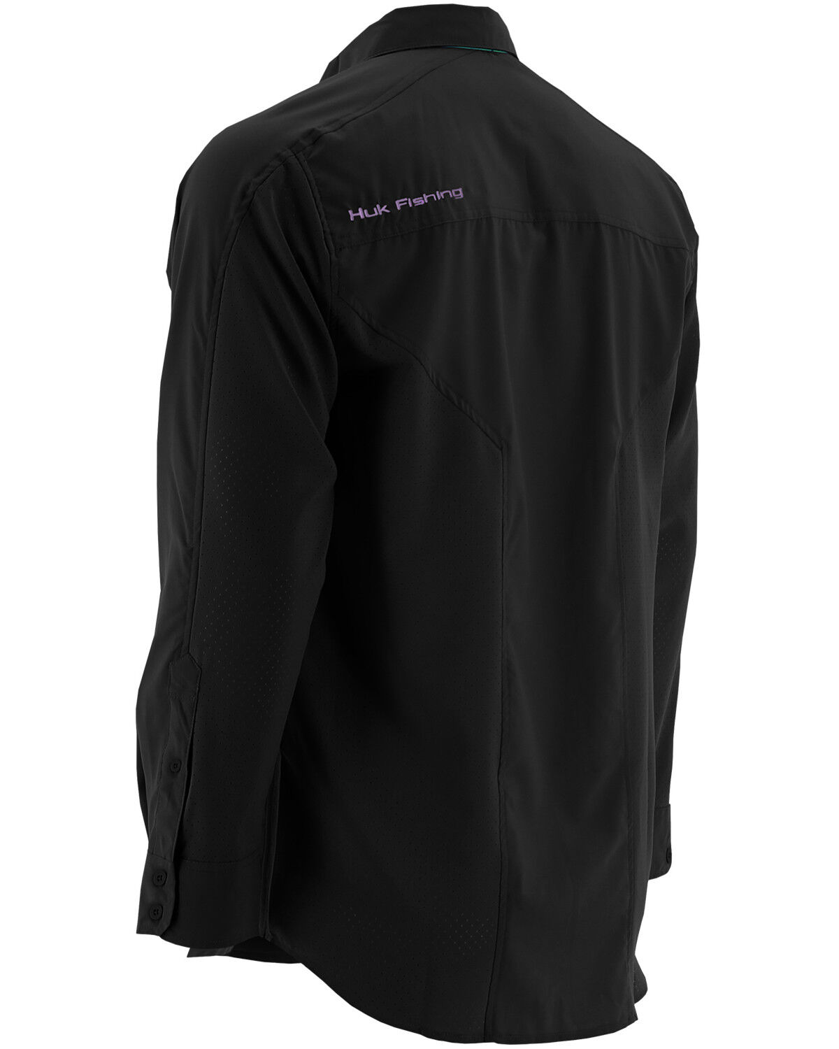 Image #3 - Huk Performance Fishing Men's Next Level Long Sleeve Button Down Woven Shirt, Black, hi-res