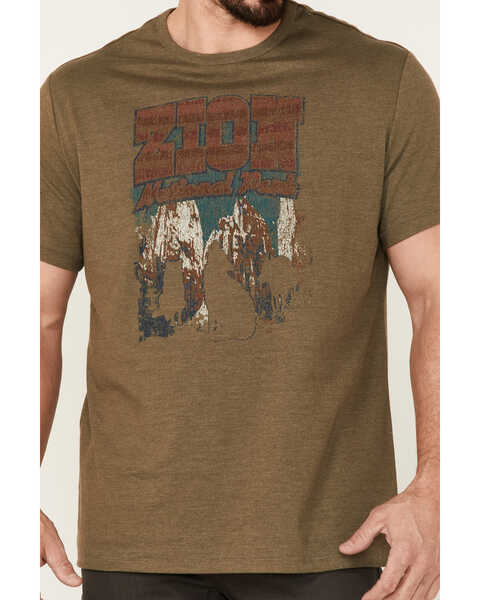 Image #3 - Brothers and Sons Men's Olive Zion National Park Graphic Short Sleeve T-Shirt , Olive, hi-res