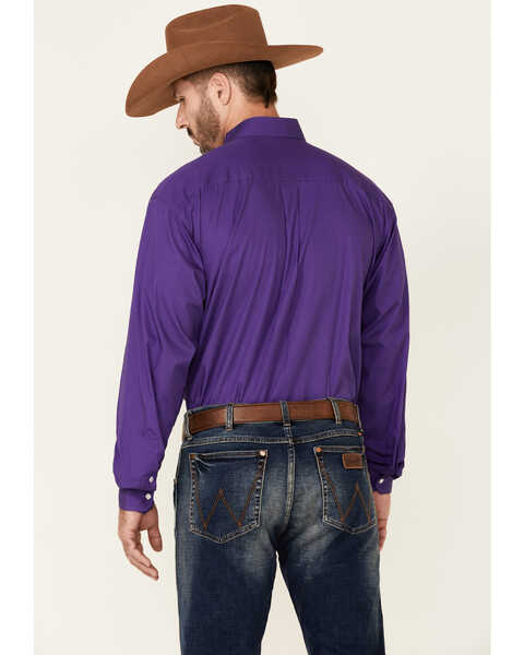 Image #4 - Cinch Men's Solid Long Sleeve Button-Down Western Shirt, Purple, hi-res