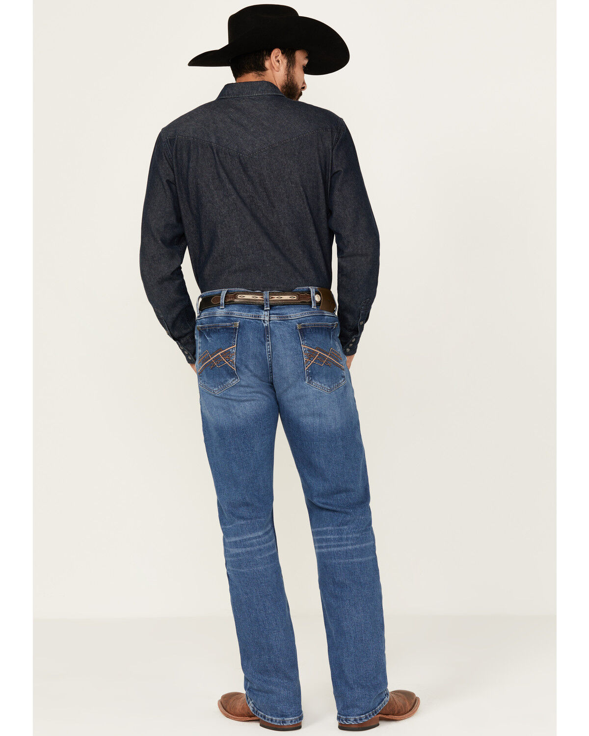 Image #3 - Wrangler 20x Men's Medium Wash Backwater Vintage Bootcut Stretch Denim Jeans - Tall, Medium Wash, hi-res