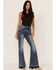 Grace in LA Women's Medium Wash High Rise Southwestern Bird Flare Jeans, , hi-res