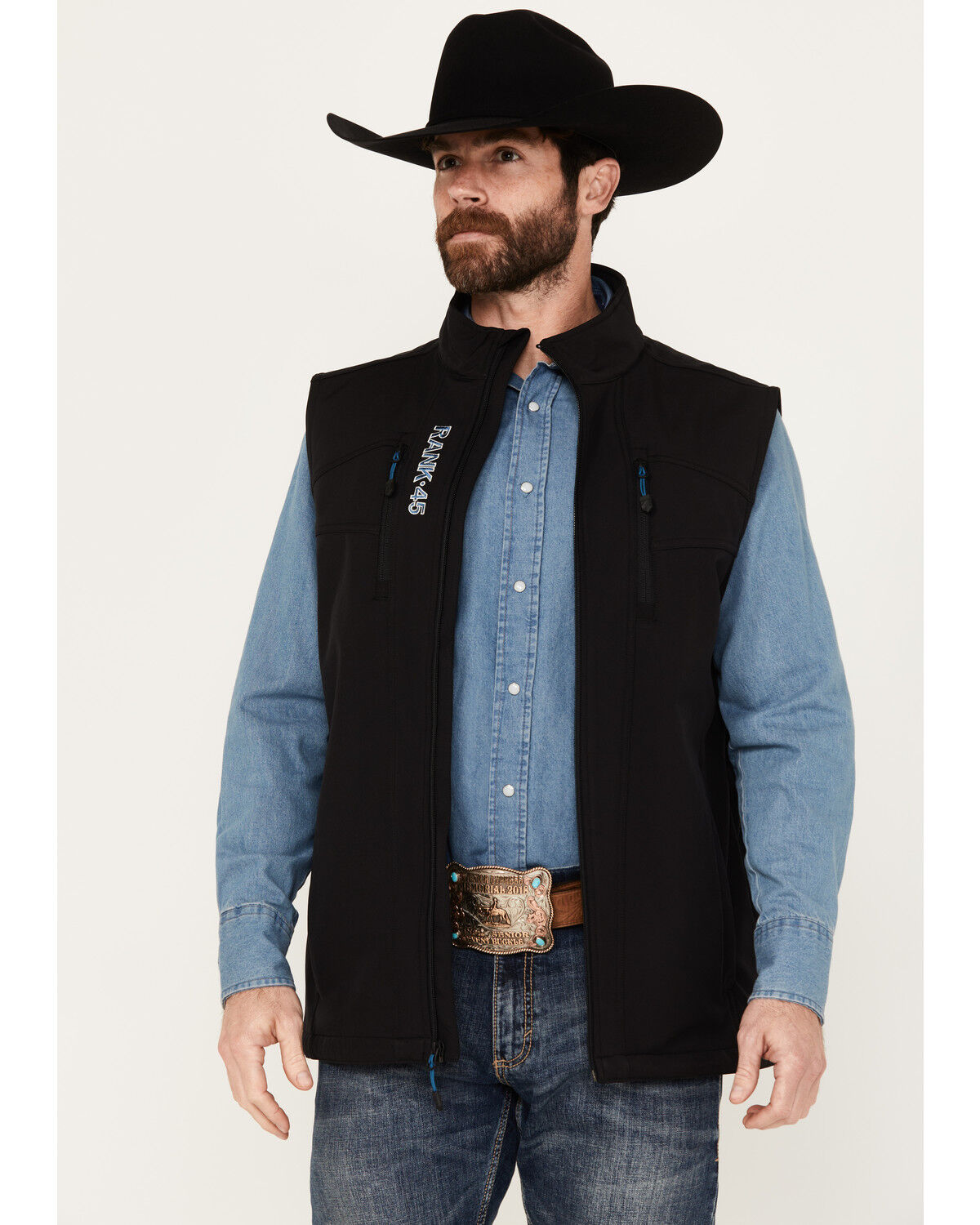 Image #1 - RANK 45® Men's Ralington Softshell Vest, Black, hi-res