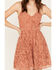 Image #3 - Molly Bracken Women's Lace Button-Down Sleeveless Mini Dress, Rust Copper, hi-res
