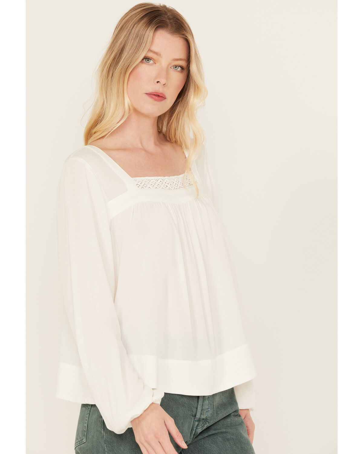 Image #2 - Cleo + Wolf Women's Long Sleeve Flowy Blouse, Cream, hi-res