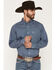 Image #1 - Ariat Men's Boot Barn Exclusive Storm Geo Print Long Sleeve Button-Down Western Shirt - Big, Blue, hi-res