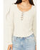 Image #3 - Idyllwind Women's Hummingbird Tie Front Long Sleeve Top, Stone, hi-res