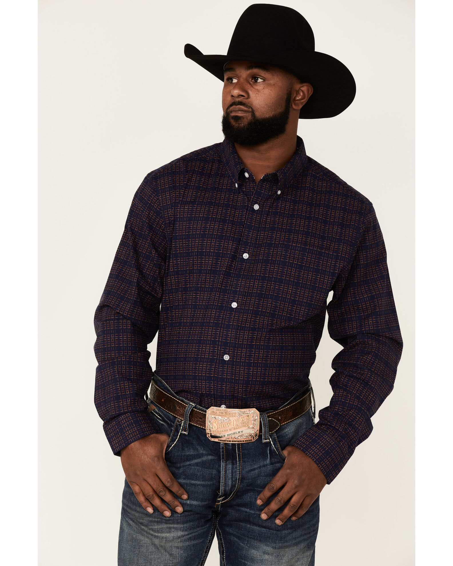 Cody James Core Brutus Dobby Geo Print Long Sleeve Button Down