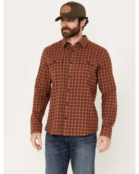 Brothers & Sons Men's Borden Everyday Plaid Print Long Sleeve Button-Down Flannel Shirt, Orange, hi-res