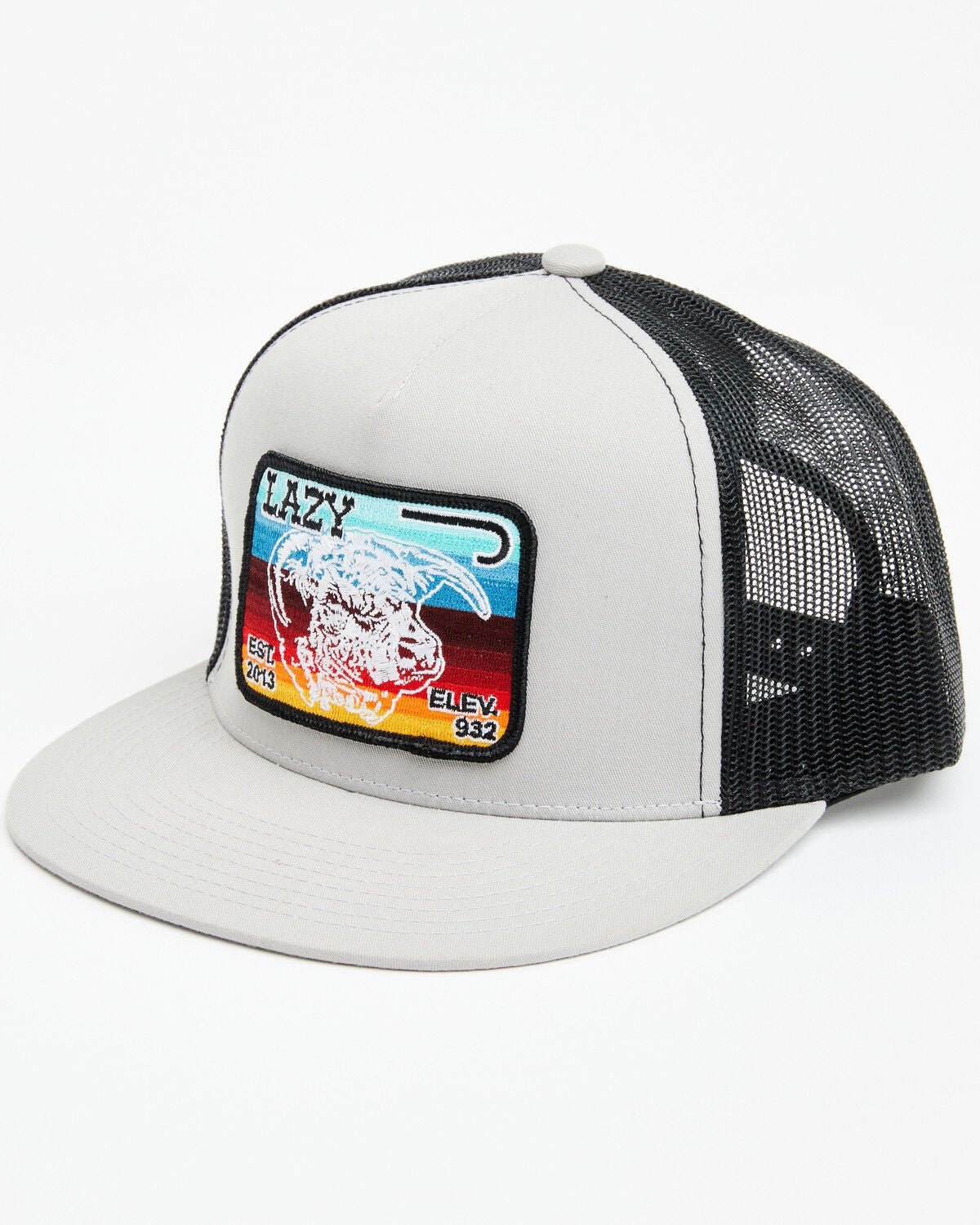 Lazy J Ranchwear Men's Serape Elevation Logo Patch Mesh Back Ball Cap, Grey, hi-res