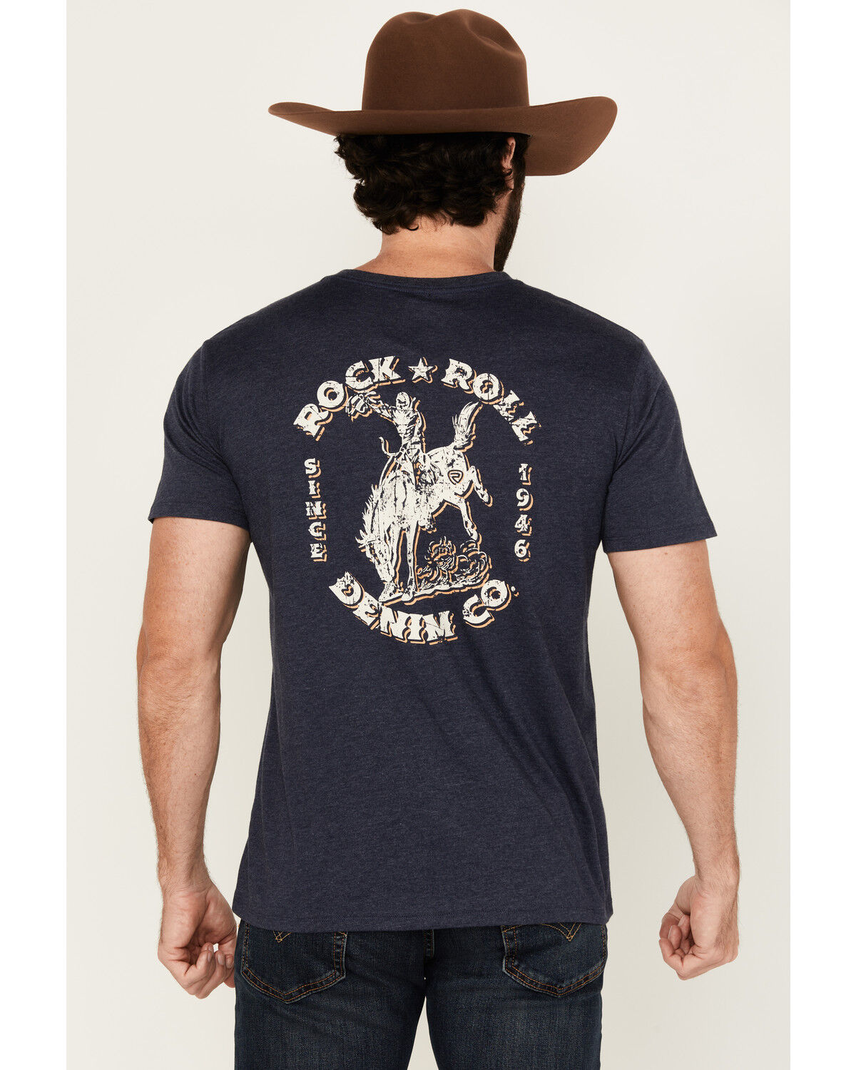 Image #4 - Rock & Roll Denim Men's Bronco Short Sleeve Graphic T-Shirt, Indigo, hi-res
