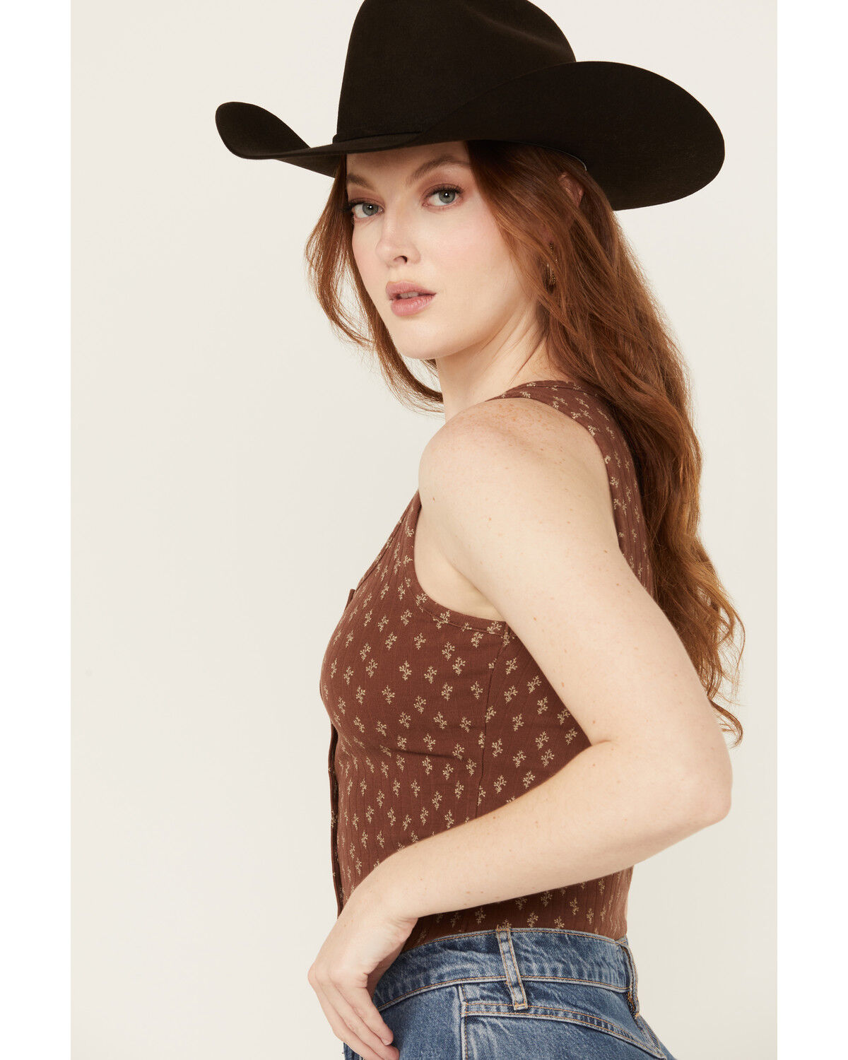 Image #3 - Cleo + Wolf Women's Adriel Ribbed Knit Cropped Tank Top, Lt Brown, hi-res