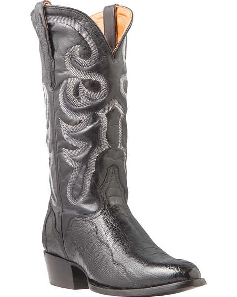 El Dorado Men's Handmade Ostrich Leg Western Boots - Medium Toe, Black, hi-res