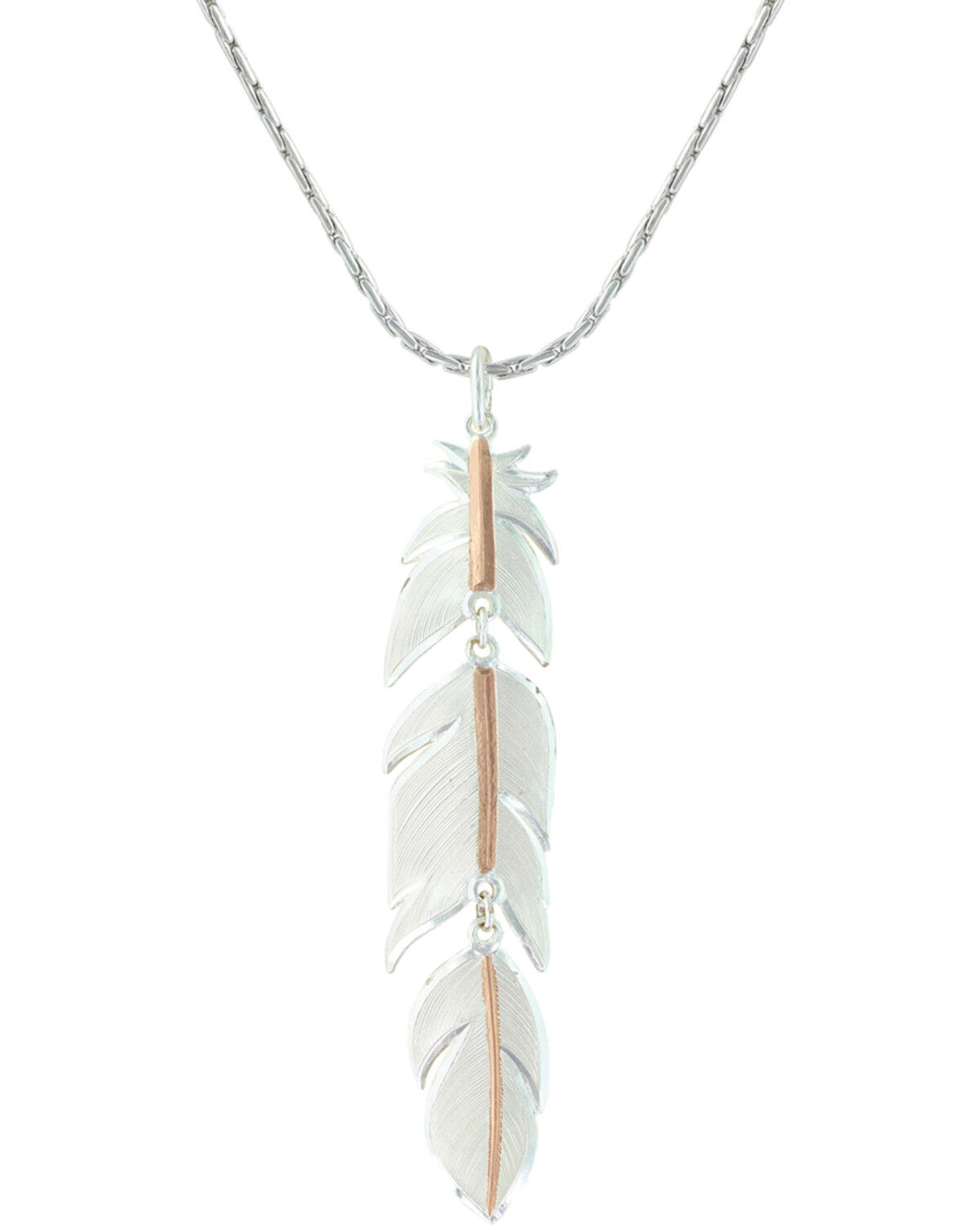 Image #1 - Montana Silversmiths Women's Rose Gold Plume Feather Necklace, Silver, hi-res